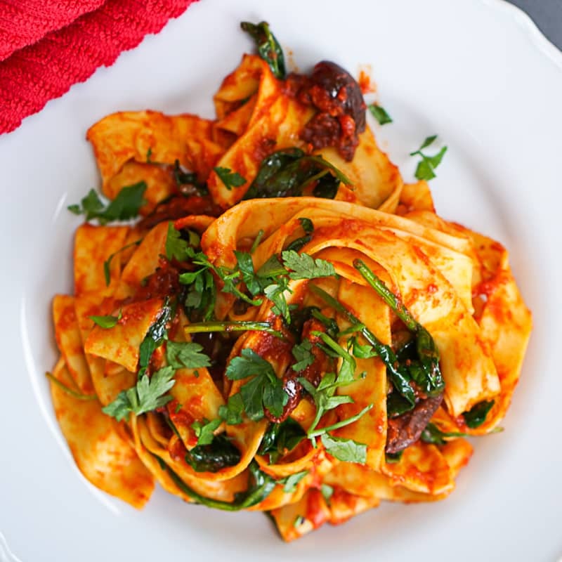 Harissa Pasta With Olives & Capers